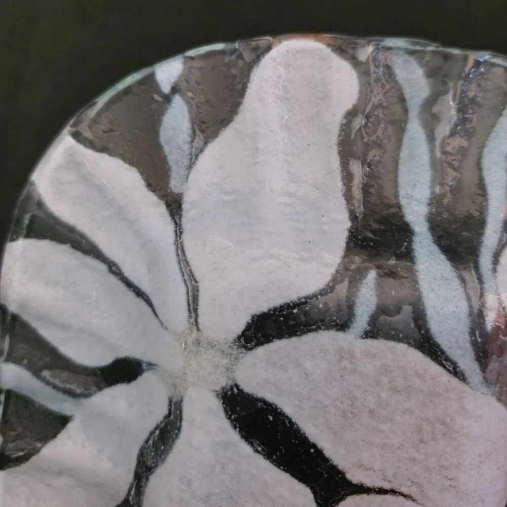 Fused Glass Trinket Dish Floral Art Glass Soap Dish